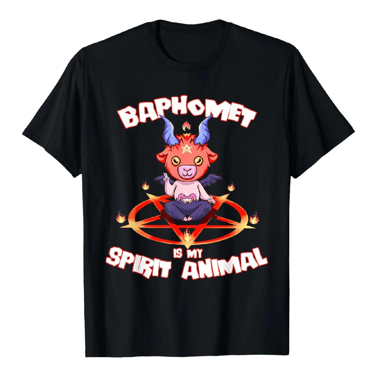 

Baphomet is My Spirit Animal Cute Satanic Goat T-Shirt 100% Cotton O-Neck Short Sleeve Summer Casual Mens T-shirt Size S-3XL XXXXXL чорний