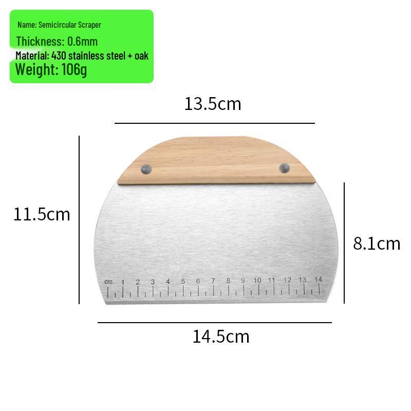 Stainless Steel Dough and Cream Scraper with Wooden Handle - Multipurpose Baking Tool