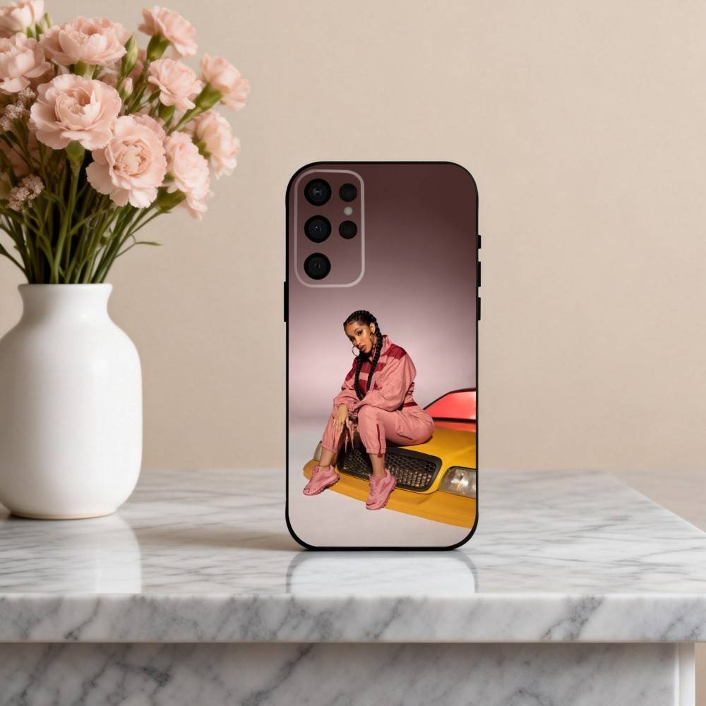 Selbstbewusste C-Cardi B Sängerin Handyhülle Für Samsung S25,24,23,22,30,21,10,9,Ultra,Plus,Lite,FE,4,5 G Weiche Schwarze Hülle