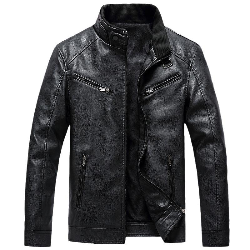 Men's Leather Jacket Youth Slim Korean Style Jacket Spring New Men's Handsome Motorcycle Leather Jacket