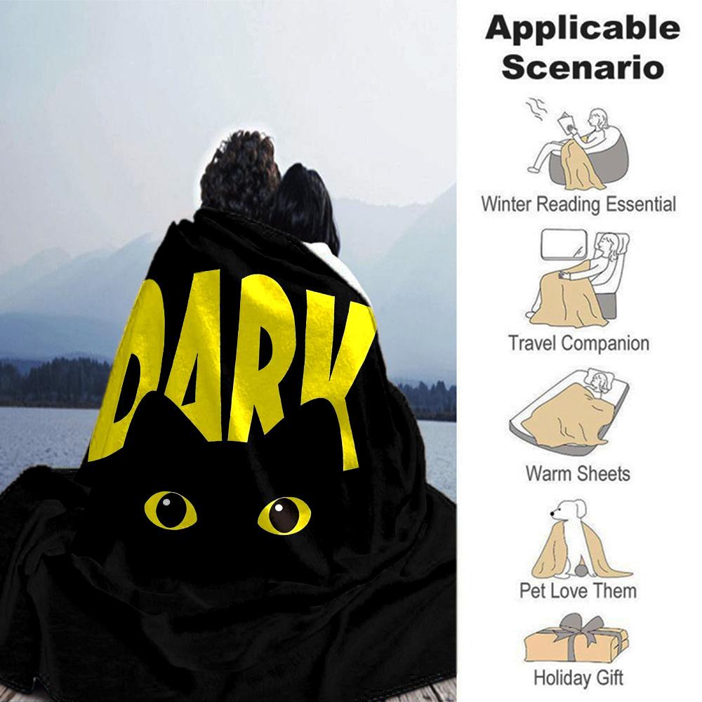 1pc DARK CAT Soft Flannel All Season Throw for Home, Office, Outdoor UseDurable Comfort Soft Warm Throw for Home