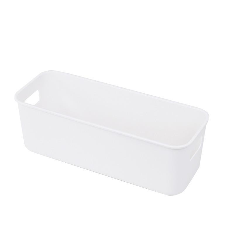 White Minimalist Desktop Plastic Storage Bin Organizer