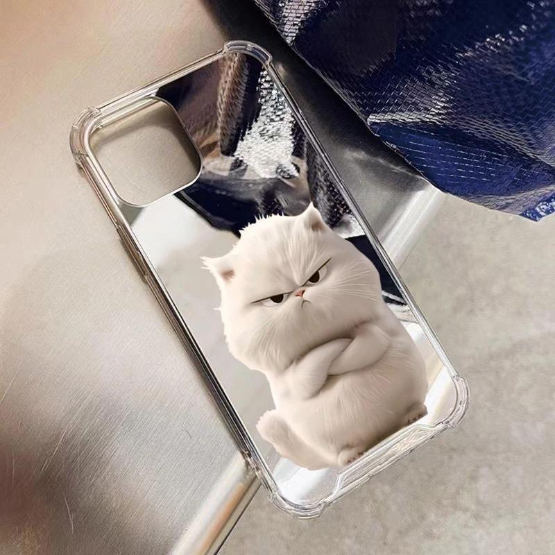 Funny Cool Cat Mirror Soft Phone Case For Samsung Galaxy S25 S24 S23 S22 S21 Ultra Plus FE A06 A13 A14 A23 A36 A52 A55 A56 Cover