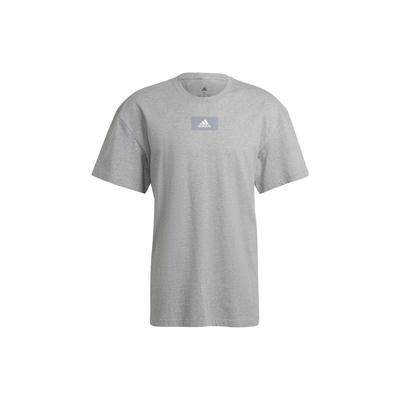 Pure Color Logo Casual Round Neck Short Sleeve T-Shirt Men Tops Grey HE4365