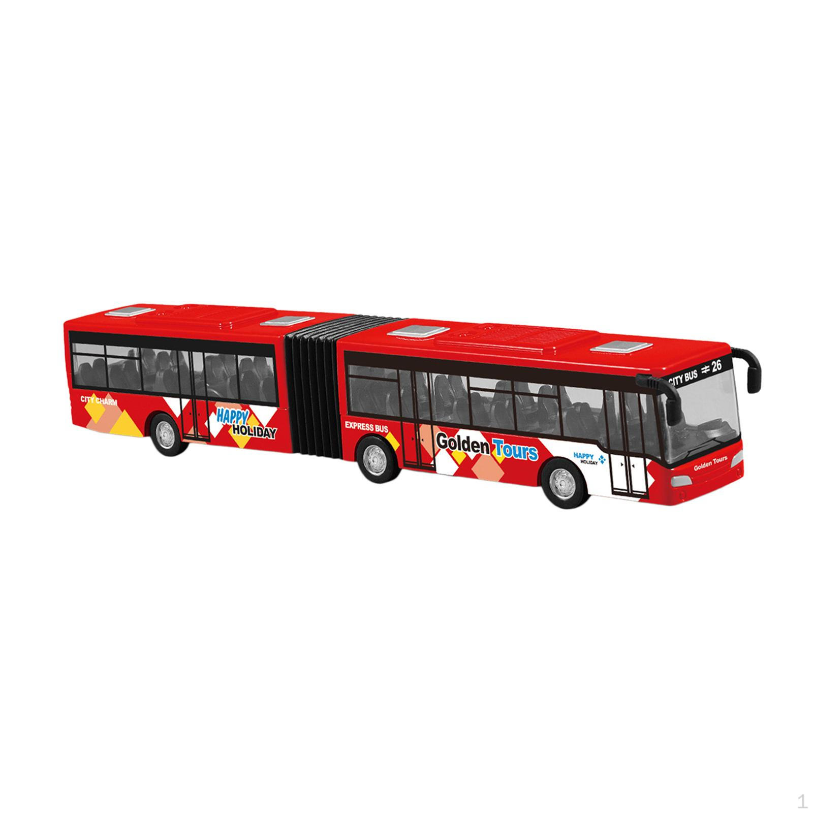 

Alloy Pull Back Bus, Long Bus Model, Collection Diecast Toy, Two Section Articulated червоний