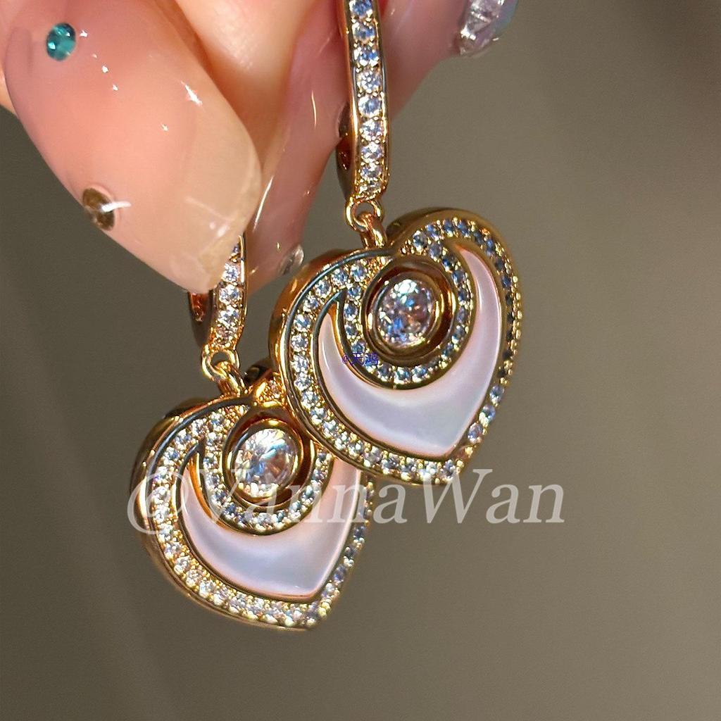 Moonlit Heart: Diamond-Studded Heart-Shaped Ear Cuffs for Women