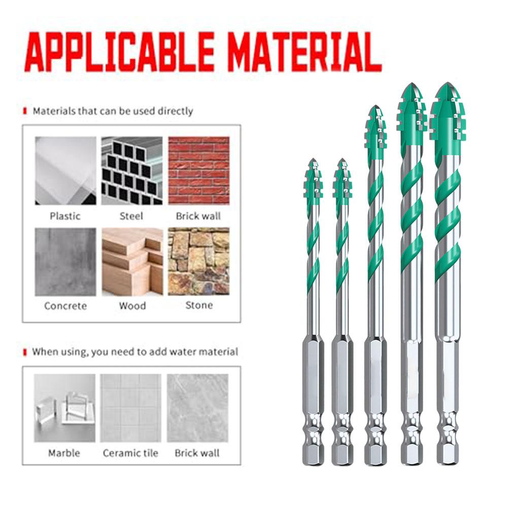 5PCS Professional Drill Bits for Drilling in Wood Glass and Metal Carbide Construction for Exceptional Durability