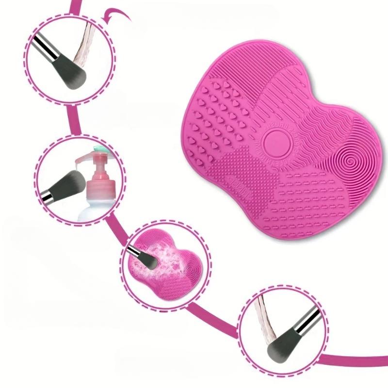 Apple Shaped Silicone Makeup Brush Cleaning Pad with Multi Specification for Foundation Brush Cleaning  Beauty Tool with Suction Cup
