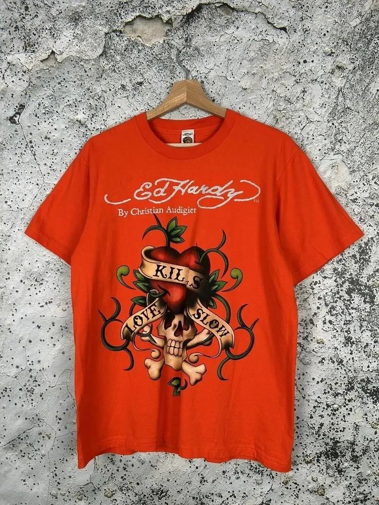 Ed Hardy рок Винтаж короткий рукав Унисекс Рубашка Мужчины Женщины S-5XL Унисекс Футболка XL