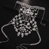 Unique Crossover Collar Necklace Luxurious Body Chain Rhinestones Jewelry Idol Costume Modern Layered for Idol Dancer