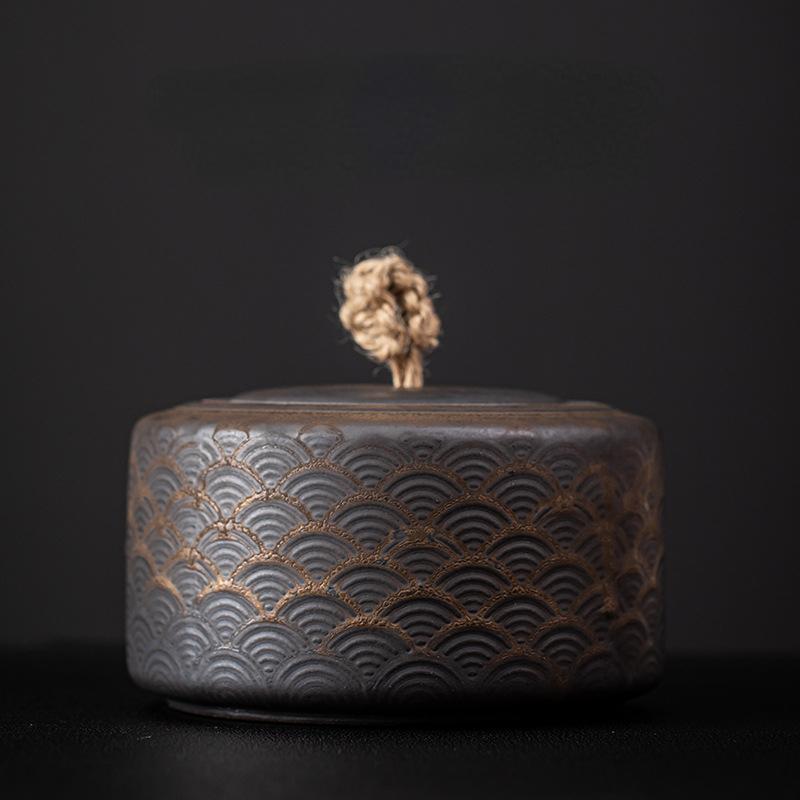 Canistra de ceai cu glazură din fier aurit japonez Depozit mare de ceai sigilat Borcan de depozitare din ceramică Depozitare pentru ceai