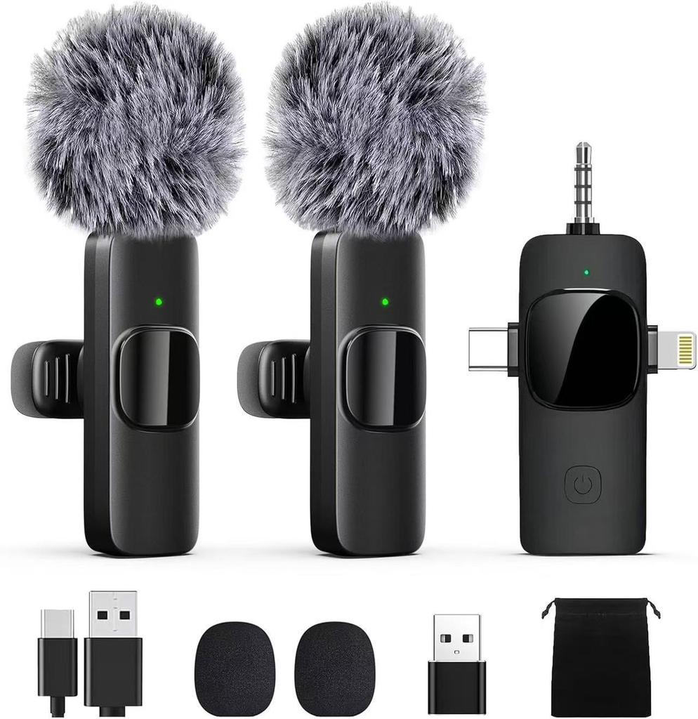 Wireless Lavalier Microphone: One-to-One/One-to-Two, Reverb & Monitoring, Noise Reduction for Live Streaming