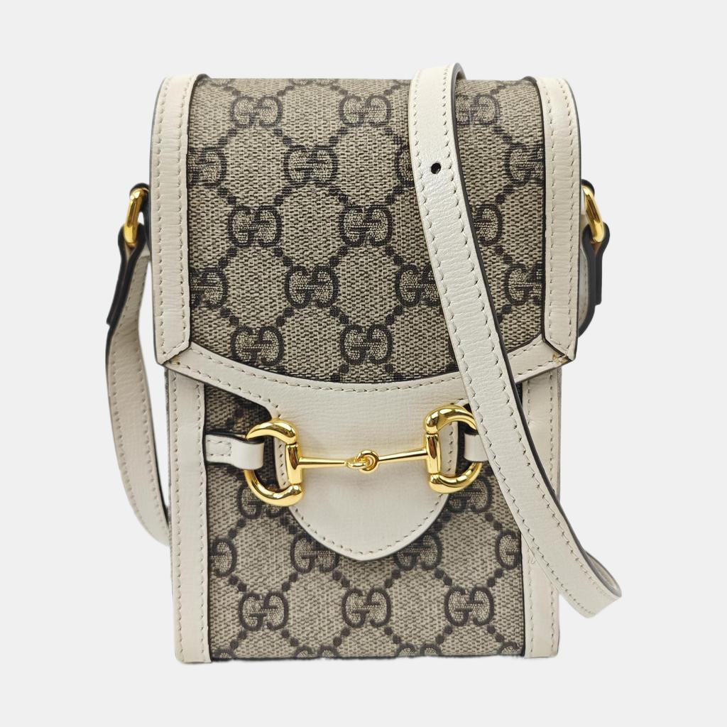 [Pre-Owned] Gucci Horsebit 1955 Mini Bag 'Beige/Ebony/White' - Very Good #XPZU1A