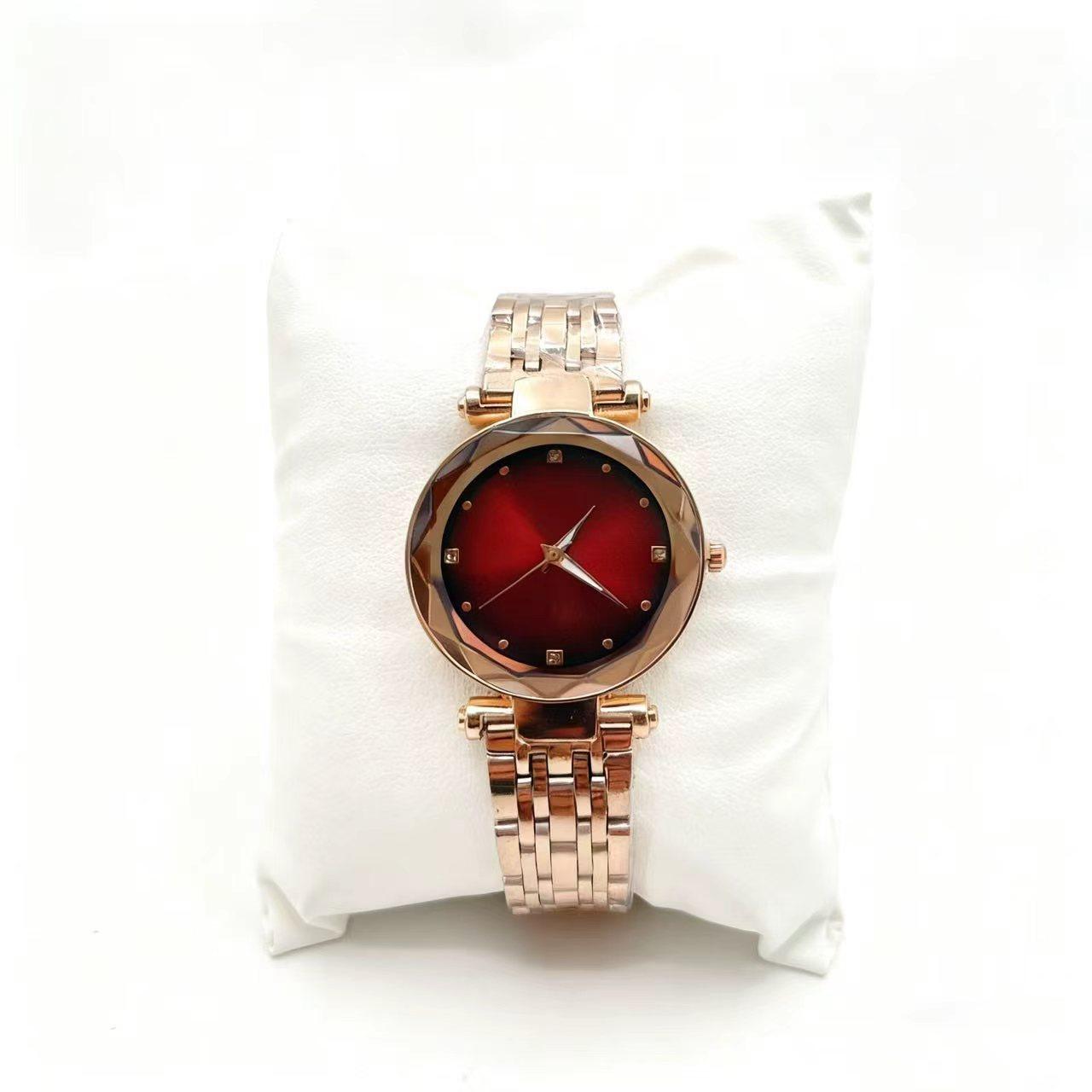 Ladies Watch Personality Gradual Change Dial Fashion Quartz Watch Trend Wind With Steel Belt Watch красный
