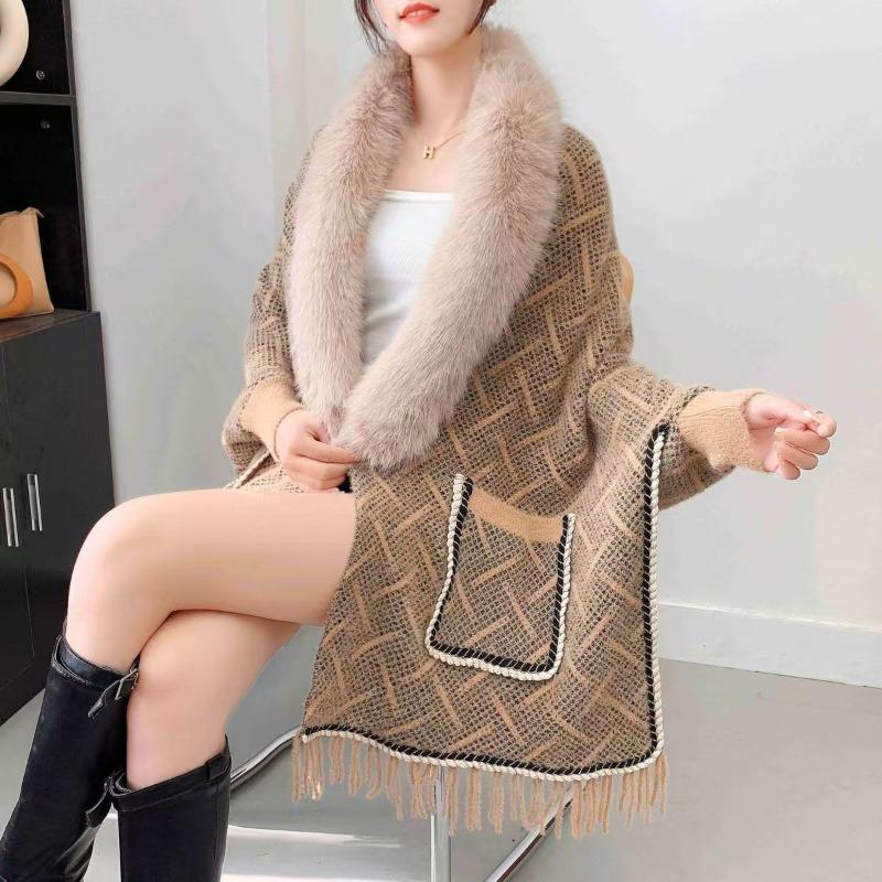 Neue Strickjacke mit Pullover, Strickjacke, Umhang, Herbst- und Winter-Schal, Top für Damen