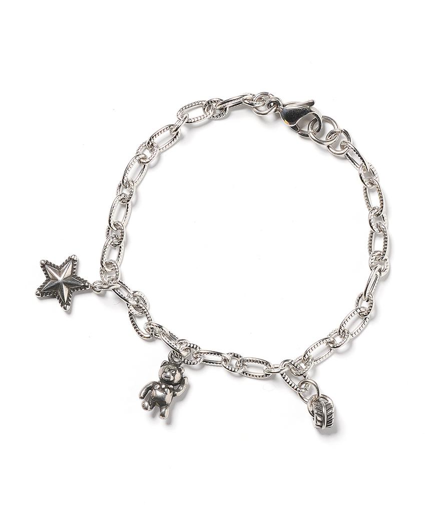 Polalita Surgical Chain Teddy Bear Star Charm Point Bracelet (Plt-Br-002_Sv)
