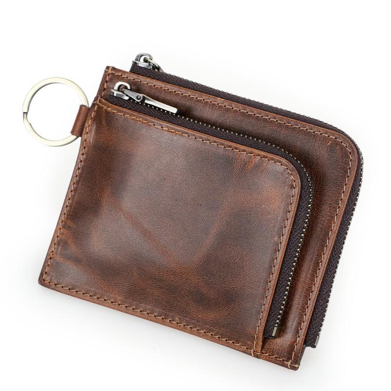 Full Grain Color Changing Cowhide Mini Card Bag Cover RFID Anti Tape Airtag Position Real Pickup 12x3x10 кофейный