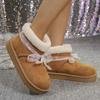 Fashion Sweet Bowknot Decoration Cotton Snow Boots Women 2025 Winter Warm Short Plush Ankle Boots Fashion Faux Fur Slip On Booties