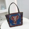 Cartoon embroidered canvas handbag women's bag casual handbag office worker small satchel