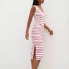Ladies' Casual Loose Drawstring Sexy Striped V-neck Contrasting Sleeveless Dress
