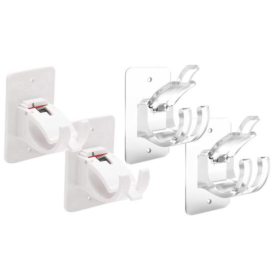 2 buc. cârlige pentru tijă de perdea, două moduri de instalare, autoadezive, fără lovire, anti-alunecare, perete, cu cuie, suport mare de încărcare, dormitor, sufragerie