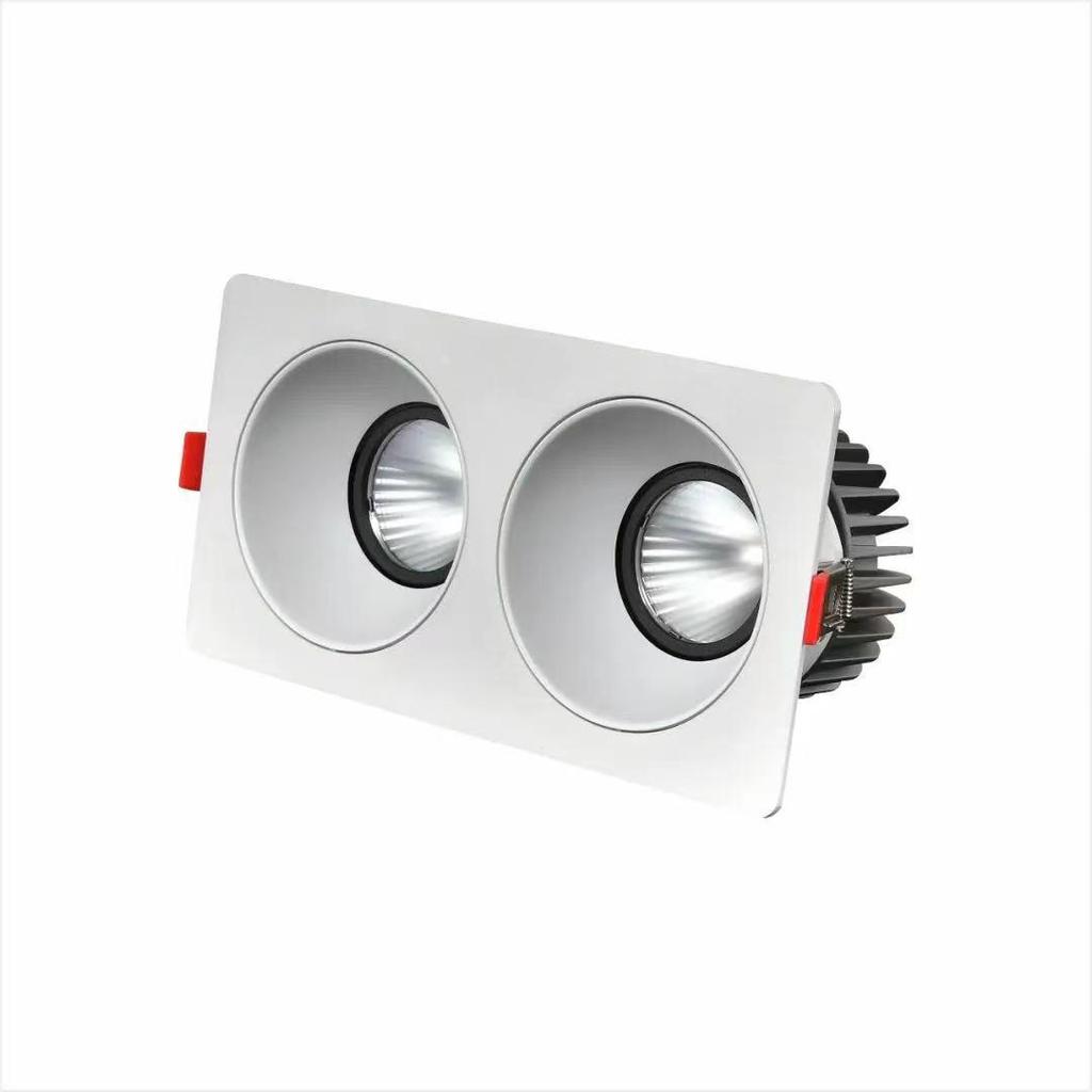 Double-Headed COB Narrow Bezel Wall Washer & Downlight, Anti-Glare Square Grid Spotlight for Hotels & Living Rooms