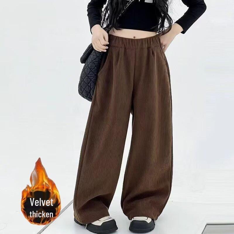 Samt-Hosen mit weitem Bein für Mädchen - Kaffee & Schwarz, Winter 2026