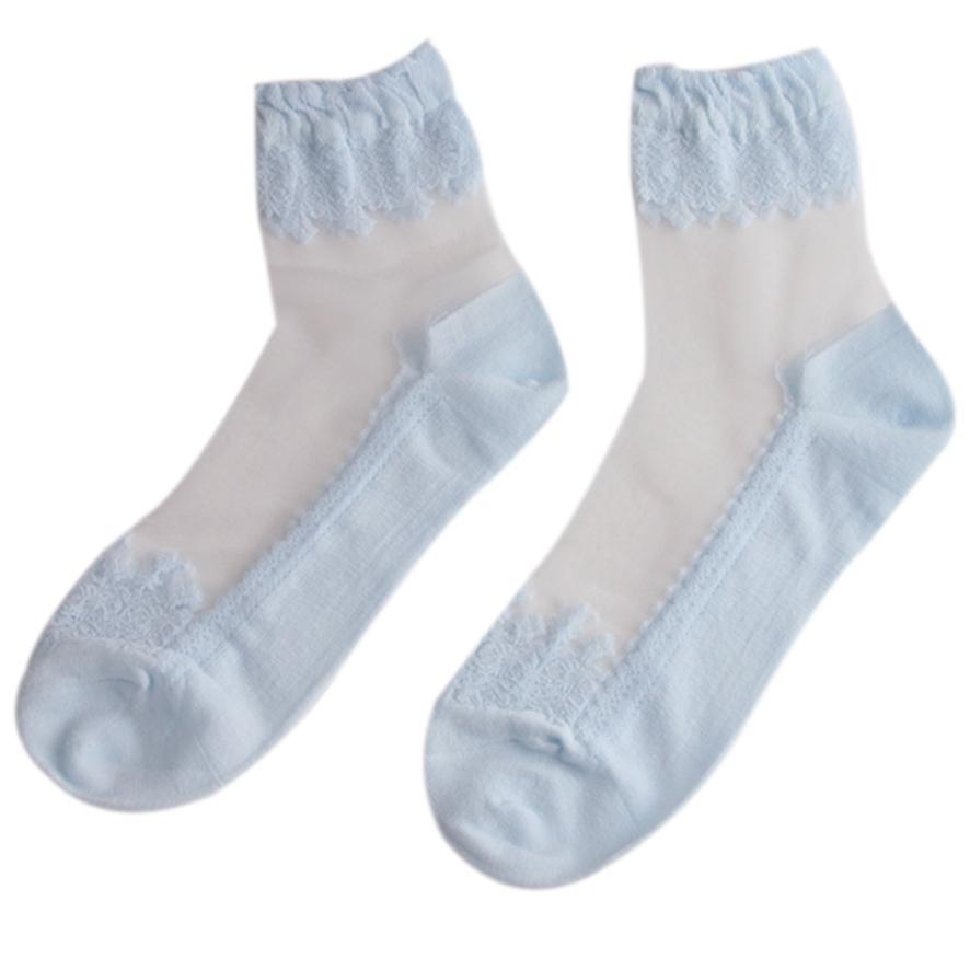 

Девушка Лолита в стиле барокко Мягкие кружевные прозрачные хрустальные чулки Стеклянные чулки Короткие носки Ворсовые носки One Size синий