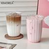 4/6PCS Vertical Stripes Latte Coffee Cup Transparent Cocktail Glasses Vertical Grain Glass Water Cup Juice Cup IceCoffee Whiskey