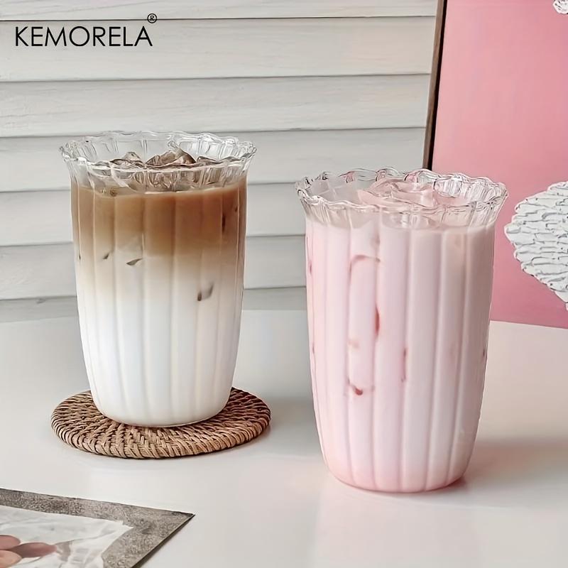 4/6PCS Vertical Stripes Latte Coffee Cup Transparent Cocktail Glasses Vertical Grain Glass Water Cup Juice Cup IceCoffee Whiskey