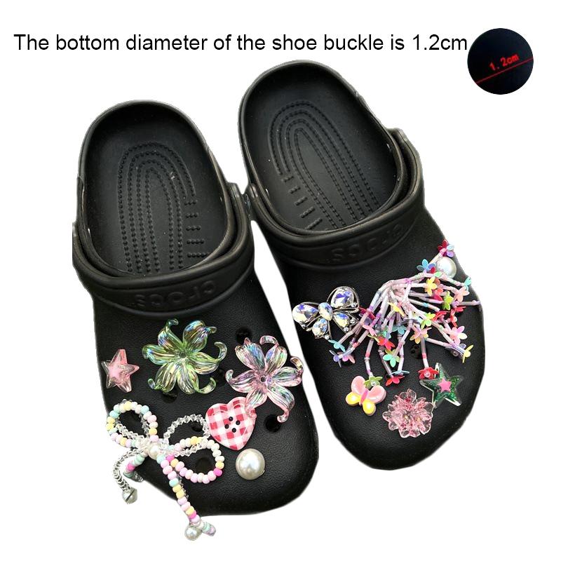 12Pz Ciondoli di Design Fai da Te Colorati Farfalla Alghe Catena di Perline Fibbia per Scarpe Accessori per Fori Fiore Staccabile per Scarpe Per Ragazze