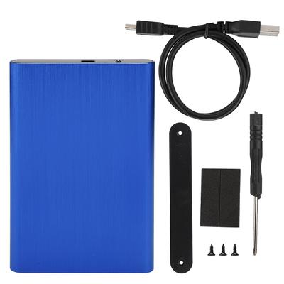 USB2.0 Aluminum Alloy Brushed Mobile Hard Disk Box with Shockproof for 2.5inch SATA HDD SSD Blue  (Not Inclube Hard