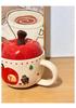 Apple Ceramic Mug with Lid & Spoon - Cute Office & Breakfast Cup, Perfect Birthday Gift for Women