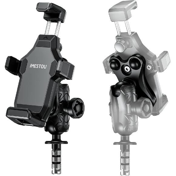 iMESTOU Anti-Vibration Motorcycle Phone Mount- 1" Ball Handlebar Phone Holder Perfect for High-Speed Cycling 360° Rotation Universal for 4.7"-7.2"