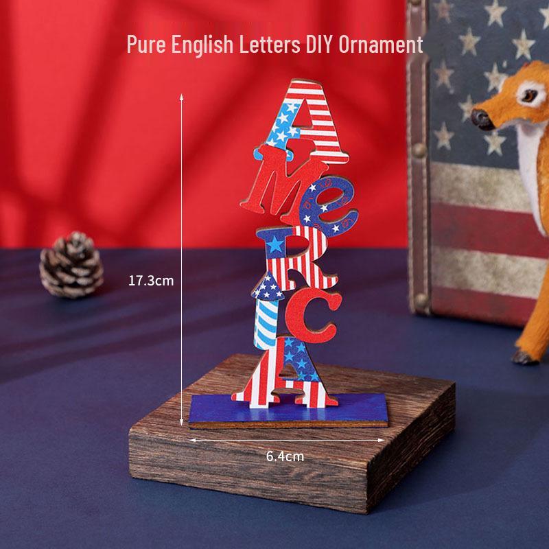 2026 Independence Day Faceless Gnome Wooden Ornament - American Festival Decoration English letter DIY vertical ornament