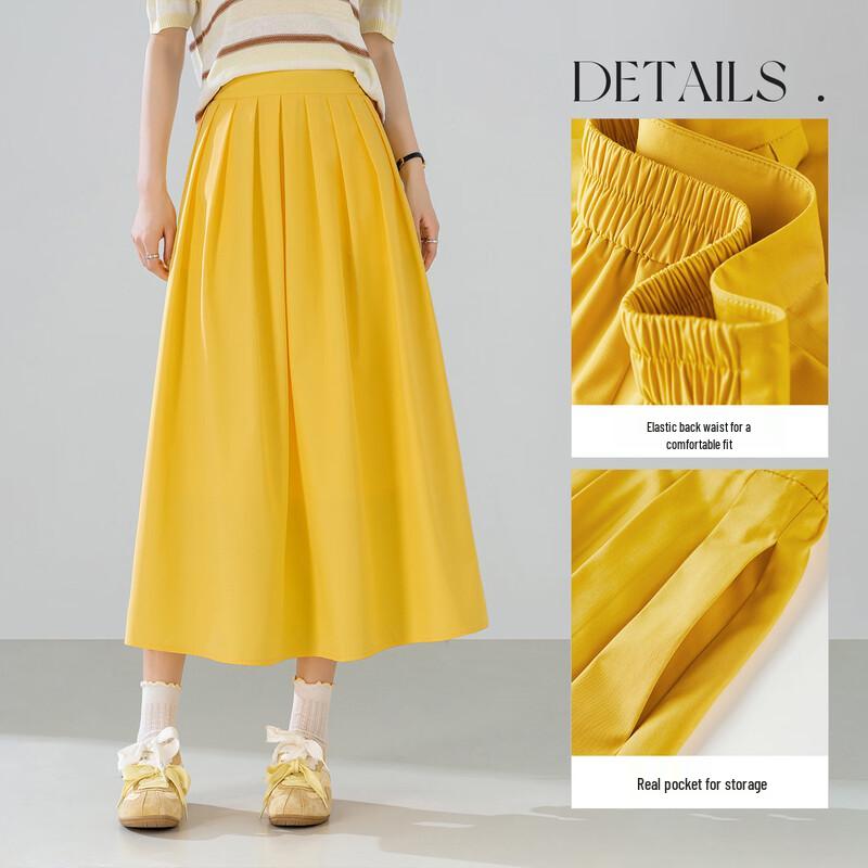 Shangdubila Women's Dopamine A-Line Pleated Midi Skirt