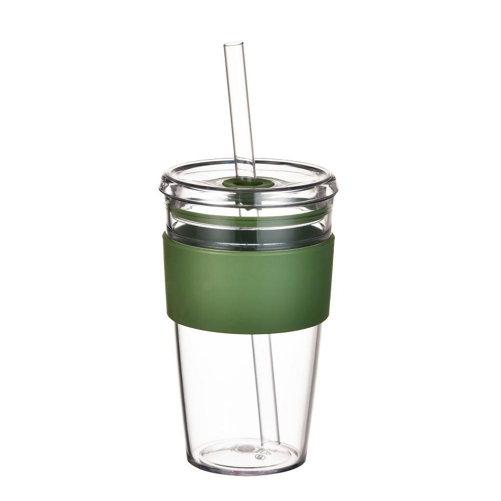 450ml Tritan Straw Cup Water Bottle Coffee Mug with Sleeve Portable Drinkware for Home/Office (No FDA, BPA-Free)