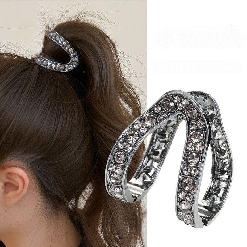 New Fashion Rhinestone Hair Clip Claw For Women Metal Small Ponytail Hair Crabs Thick Hairpins French Headdress Hair Accessories