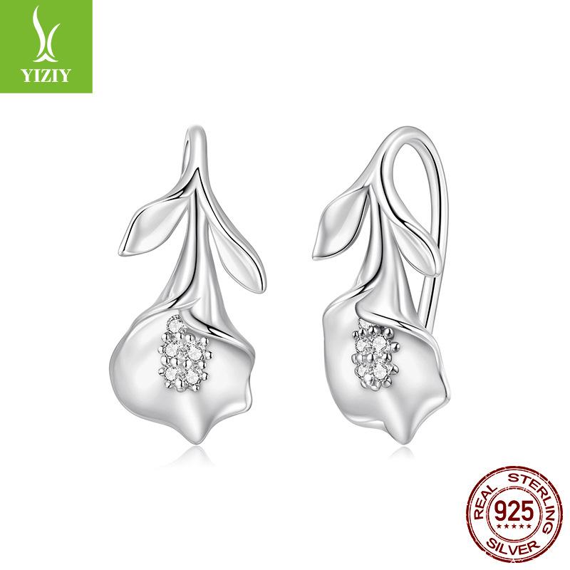 S925 Sterling Silver Calla Lily Ear Hook Women'S Pure Flower Multi-Wear Earrings Earrings