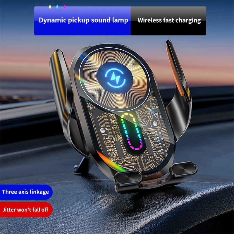 2025 neu A5 Dreiachsige Verknüpfung Kreatives transparentes Aufnahmelicht Leuchtend Kabelloses Laden Handy Autohalterung