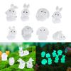 Pack of 8 Stylish Nightlight Animal Figurines Luminous Rabbit Miniature Figurines Cute Bunny Shaped Home Decorations