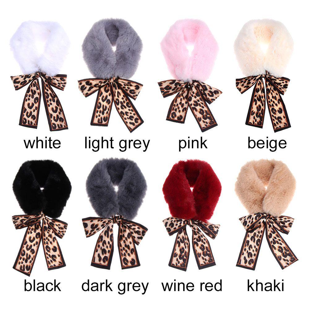 Cold Weather Warmer Neck Warmer Warmer Shawl Leopard Ribbons Plush Faux Fur Collar Scarf