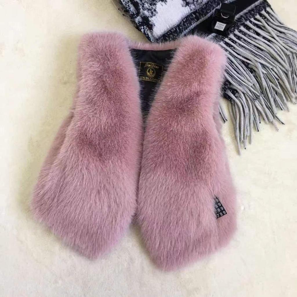 Høst- og vintermodeller av revepelsvest imitasjonspels kort dame ekte herre julerød liten mann liten duft