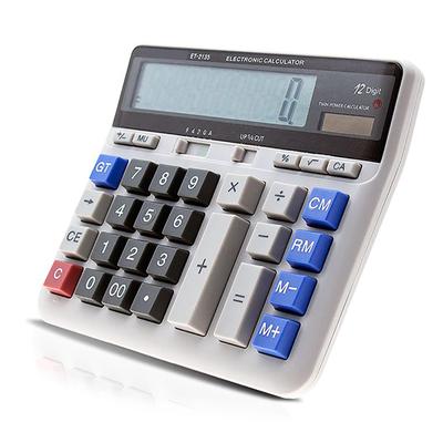 Calculadora Eletrônica de Computador Grande Contador Alimentação Solar e Bateria Visor de 12 Dígitos Multifuncional Botão Grande para Escritório