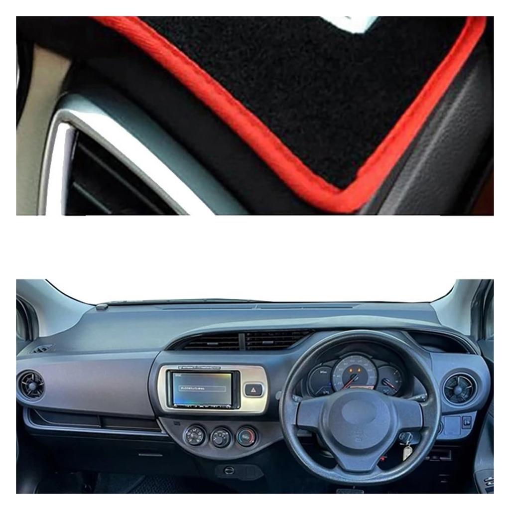 Dashmat Vitz 2012 2013 2014 2015-2017 Car Dashboard Cover Center Console Protector Carpet Dash Mat Sunshade Dashboard Cover (Right-Red)