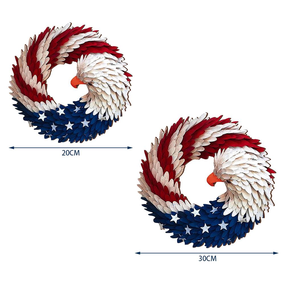 Round Porch Door Sign 4th of July Porch Decorating Independence Day Outdoor Plaque Wall Arts Decor Festival Hanging Garland