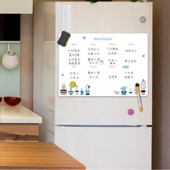 Fridge Magnet Whiteboard Erasable Smooth Writing Self-adhesive Sticky Anti-scratch Leave Message Foldable A3 A4 Anti-slip Magnetic Soft Whiteboard