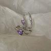 Orecchini a cerchio a forma di cuore in zircone viola vintage da donna, orecchini a perno alla moda, gioielli da festa, regalo AVE