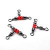 MNFT 20 Stück 11 Größen 3-Wege T-Drehgelenk Barrel Swivel Verbinder Rote Perlen Triple Swivel Kreuzleine Angelzubehör Angelzubehör
