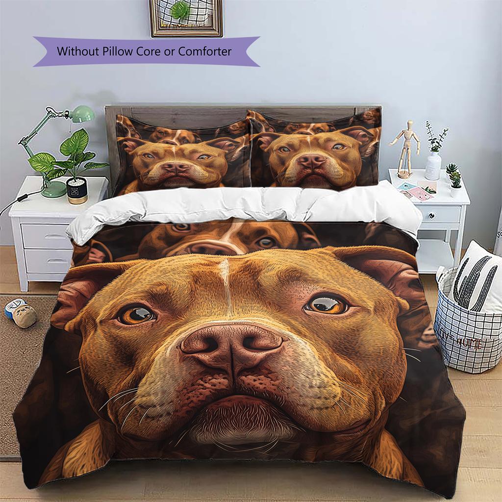 Pitbull Pattern Bedding Home Decoration Birthday Gift (1 * duvet cover + 2 * pillowcase, without core)